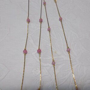 Vintage Monet pink and gold-tone necklaces
